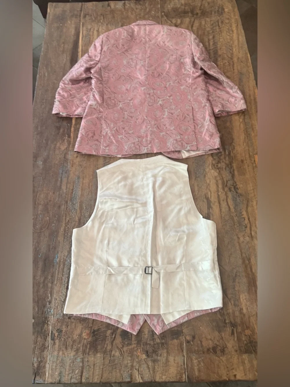 Men's Sebastian Cruz Pink Floral Jacquard Suit Jacket & Vest